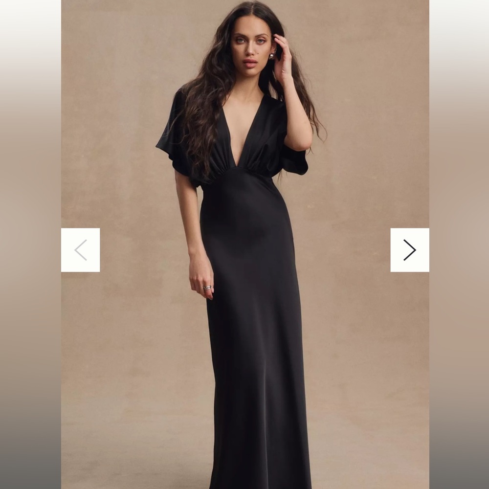 Gorgeous black satin BHLDN bridesmaid dress